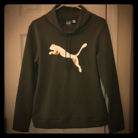 olive green puma sweatshirt